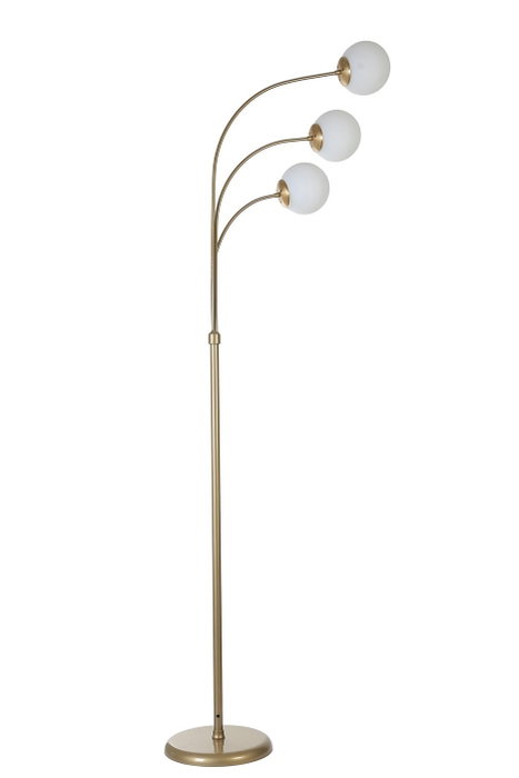 Opviq Badi 3 Lü Lámpara de Pie con Vidrio Blanco y Metal Dorado